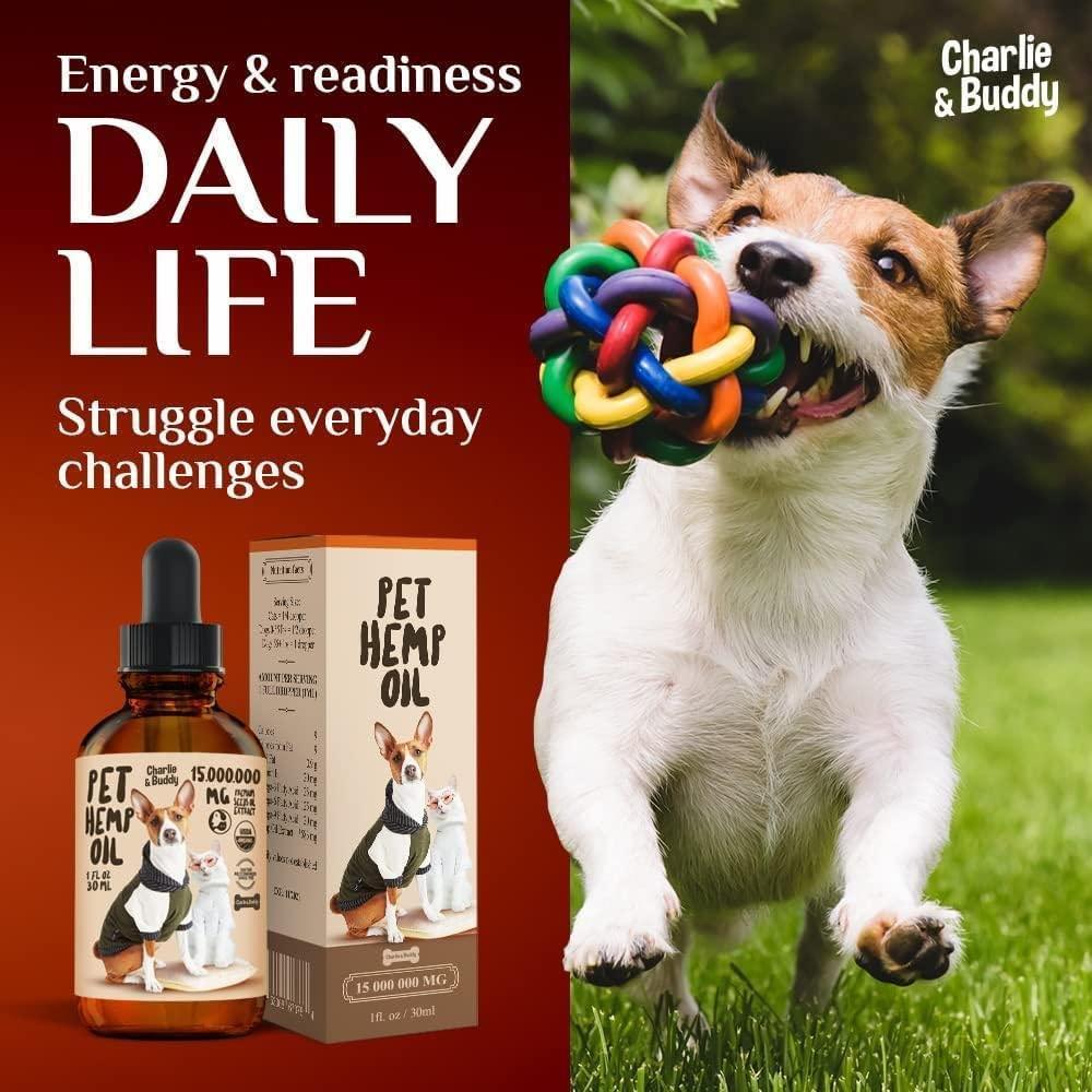 Hemp Oil for Dogs & Cats - Joint, Anxiety & Skin Support - Omega 3, 6, 9 - 1 Fl Oz