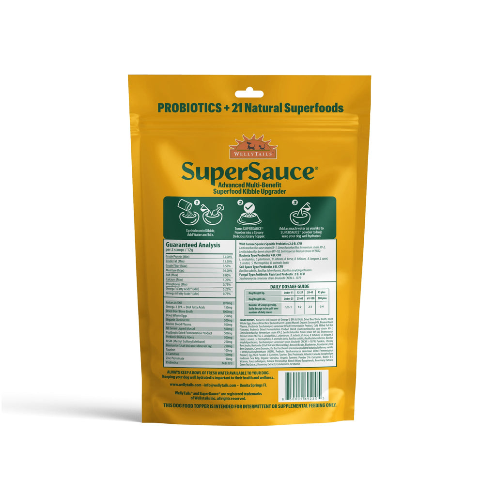 SuperSauce 12-In-1 Multifunctional Probiotic-Kibble Topper Powder for Dogs-60 Scoops, 12.7 oz. (360g)