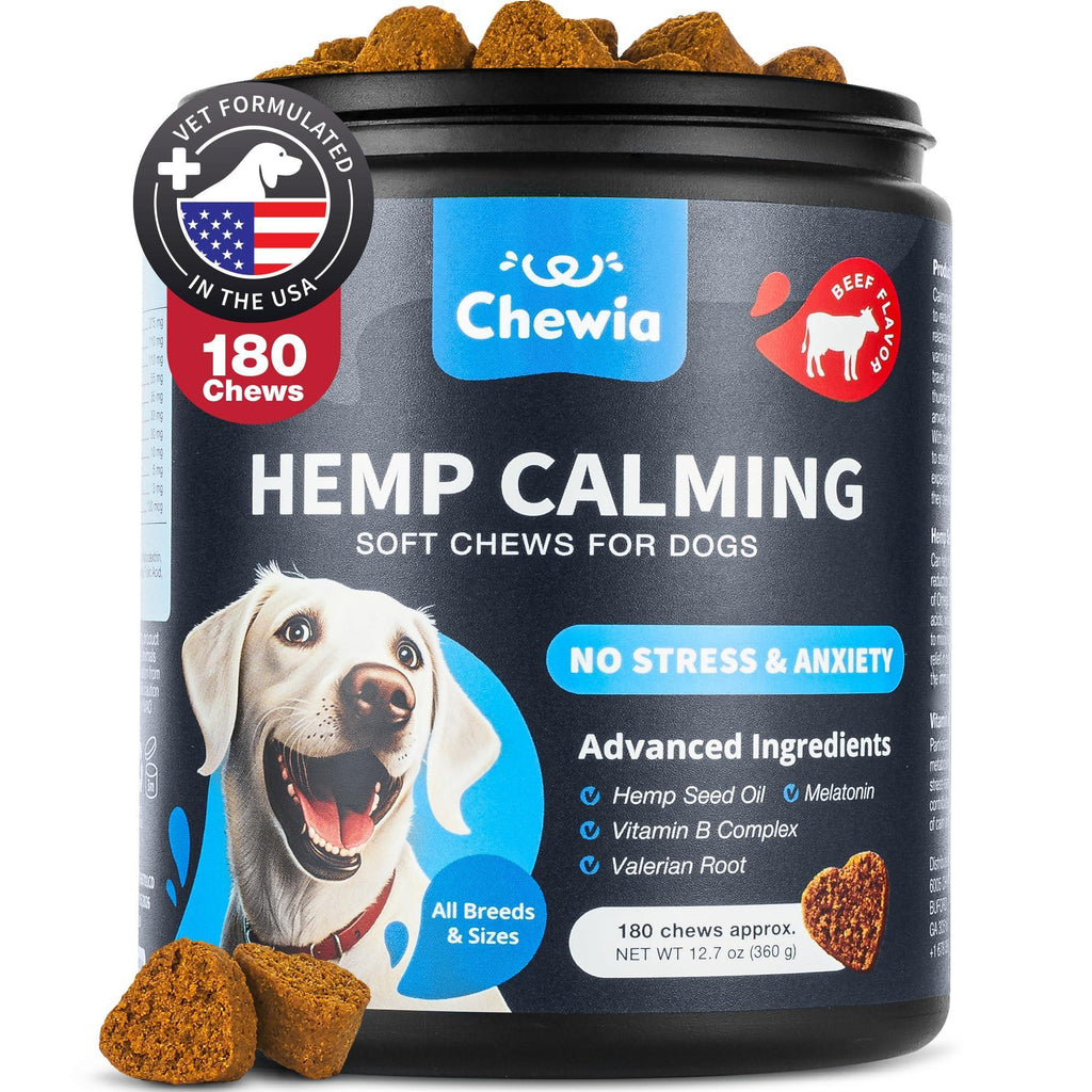 Hemp Calming Chews for Dogs-Anxiety Relief-L Theanine & Chamomile