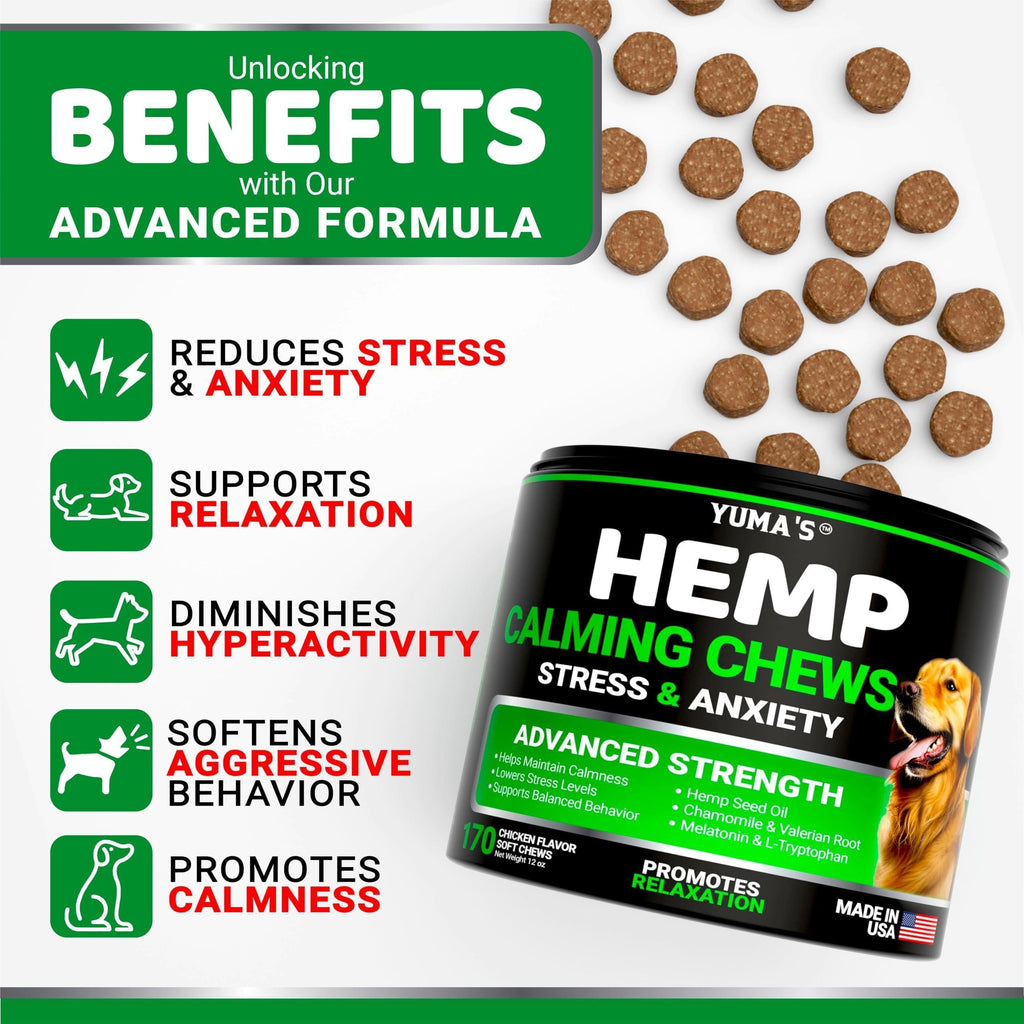 Hemp Calming Chews for Dogs-Chicken Flavor-170 Count