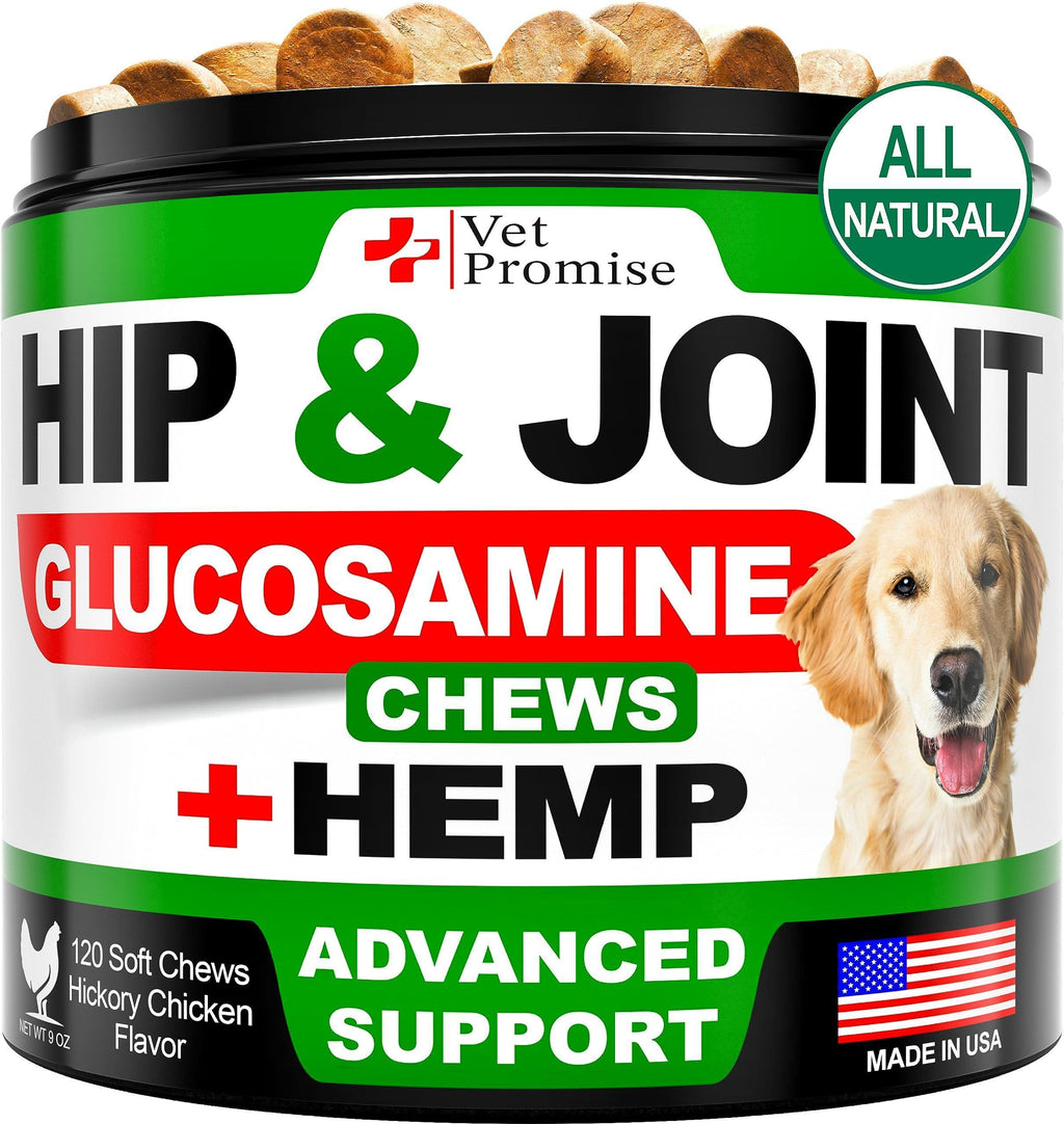 Hemp Hip & Joint Supplement for Dogs-Glucosamine-120 Chews