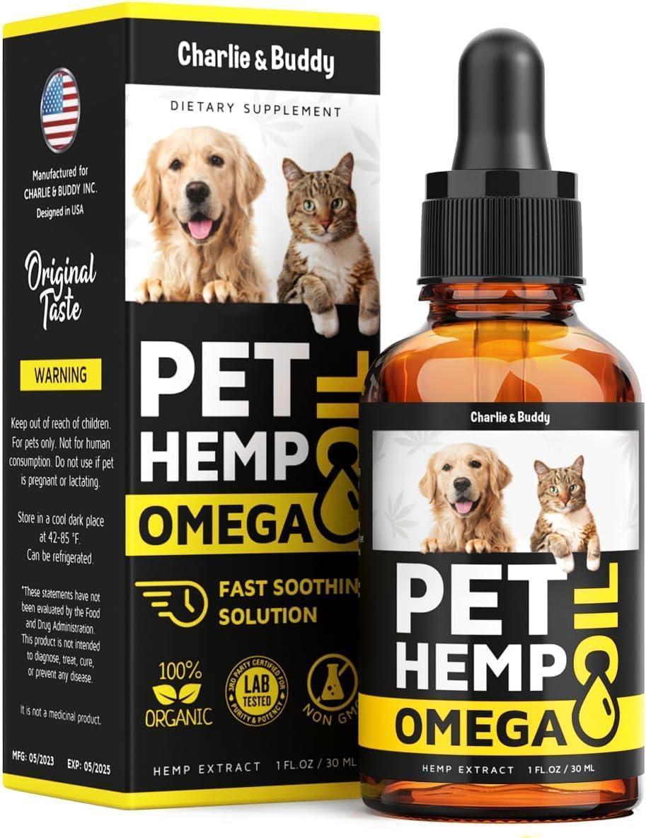 Hemp & Salmon Oil for Dogs-Omega 3, 6, 9-Skin & Coat-1 Fl Oz