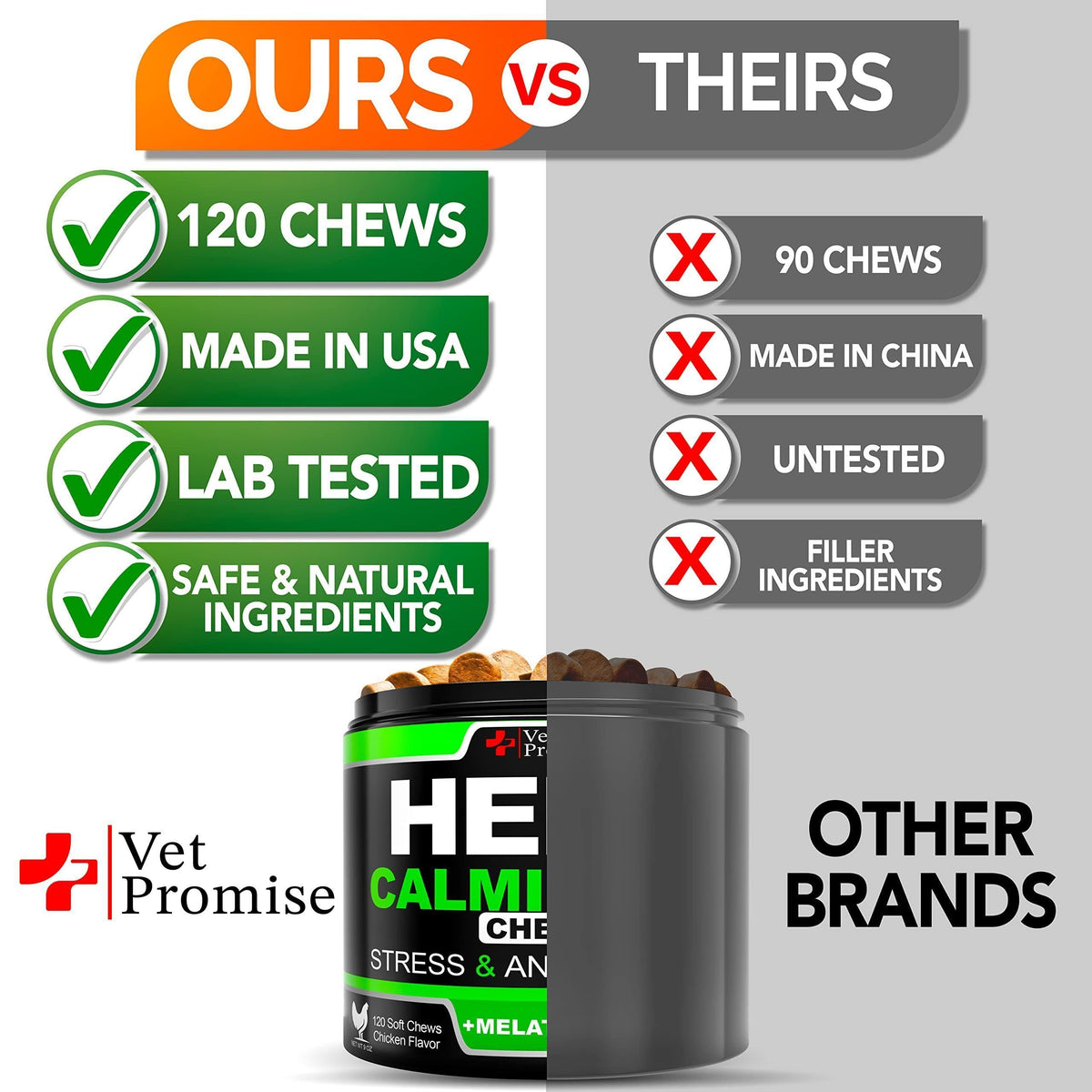 Hemp Calming Chews for Dogs-Anxiety & Stress Relief-120 Count