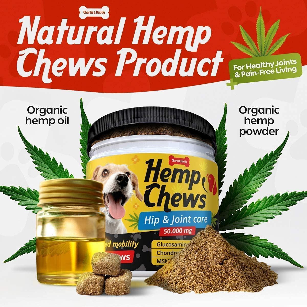 Hеmp Calming Chews for Dogs-Glucosamine & Chondroitin-MSM Omega 3 and Turmeric for Senior and Large Dogs_Chicken Flavor-120 Soft Treats