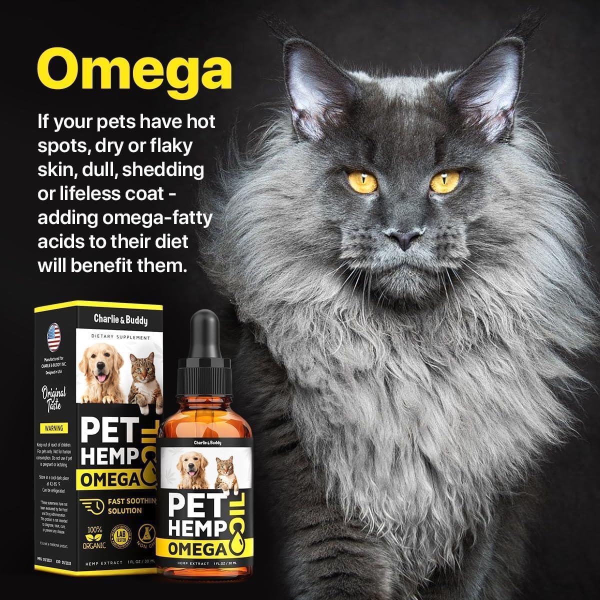 Hemp & Salmon Oil for Dogs-Omega 3, 6, 9-Skin & Coat-1 Fl Oz