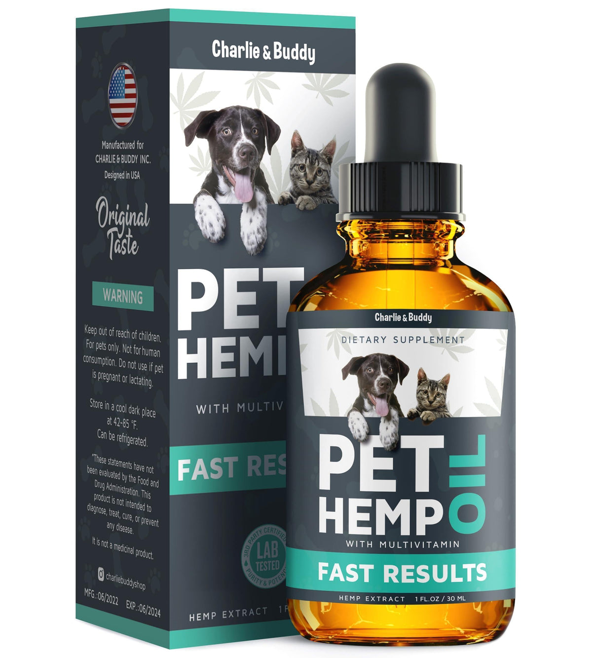 Hemp Oil for Dogs & Cats - Anxiety, Stress, Sleep, Pain, Arthritis & Joint Supplement - 1 Fl Oz