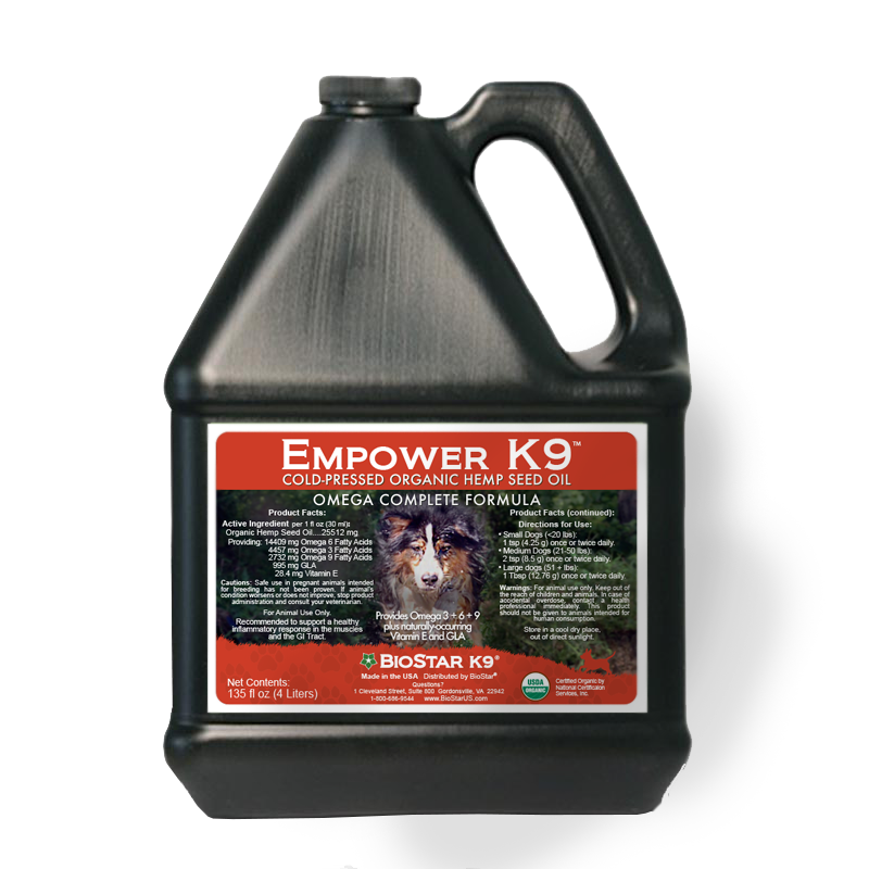 Empower K9-Hemp Seed Oil for Dogs 16 Fl Oz-Bulk Jug 135 Fl Oz