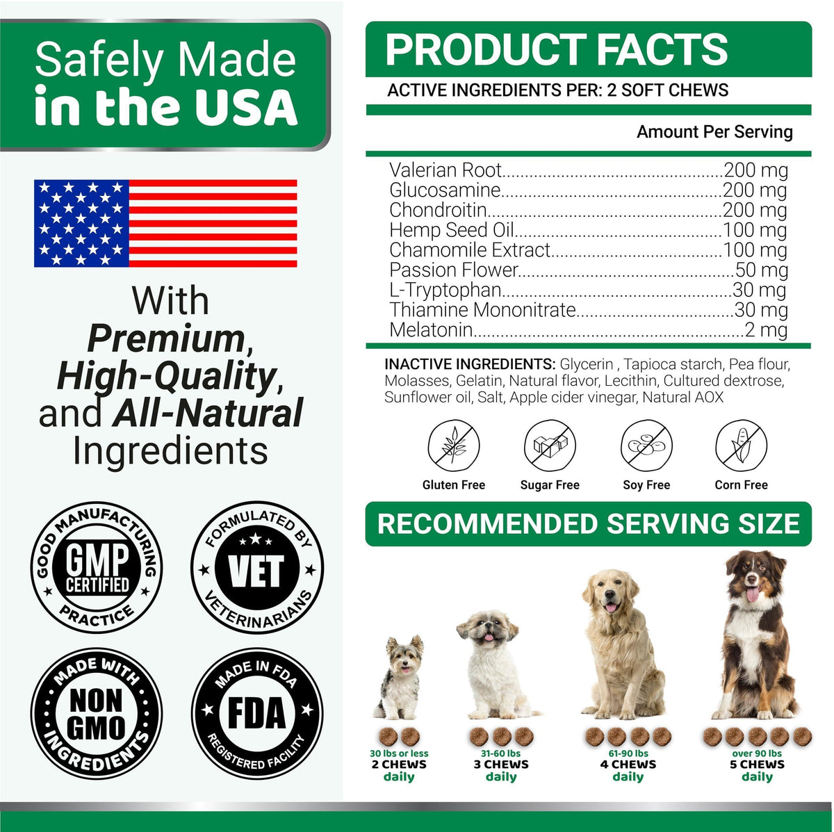 Hemp Calming Chews for Dogs-Anxiety Supplement-Beef Flavor-170 Count