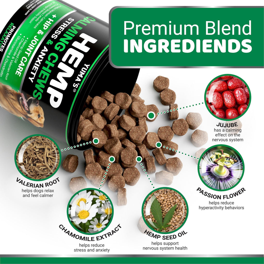 Hemp Calming Chews for Dogs-Anxiety Supplement-Beef Flavor-170 Count