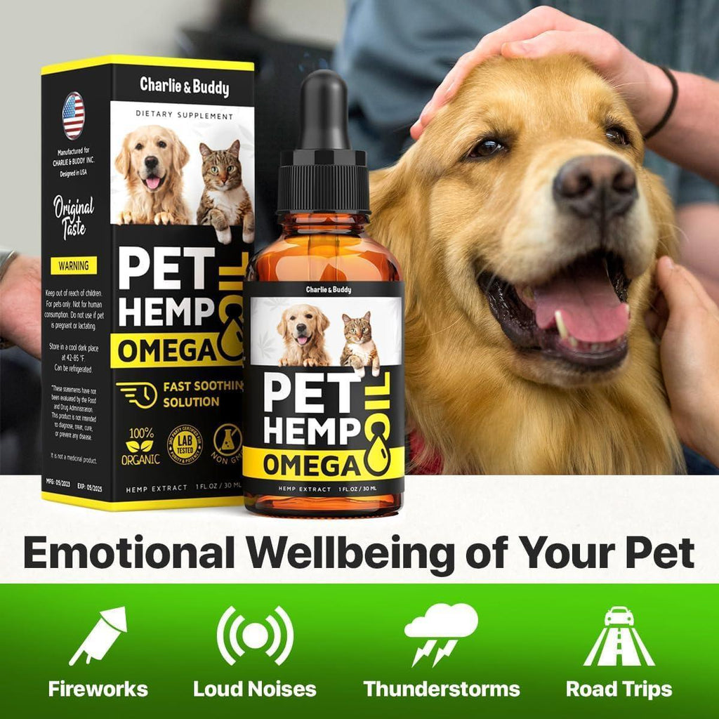 Hemp & Salmon Oil for Dogs-Omega 3, 6, 9-Skin & Coat-1 Fl Oz