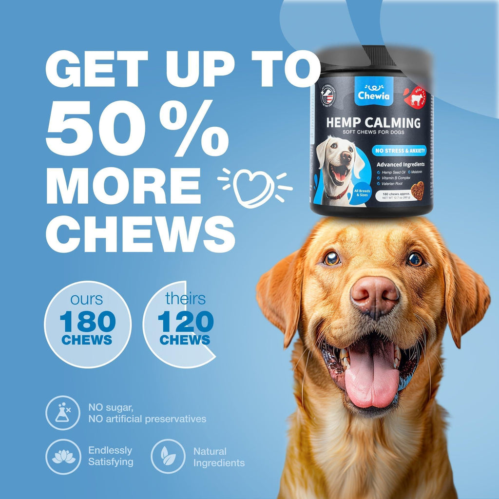 Hemp Calming Chews for Dogs-Anxiety Relief-L Theanine & Chamomile