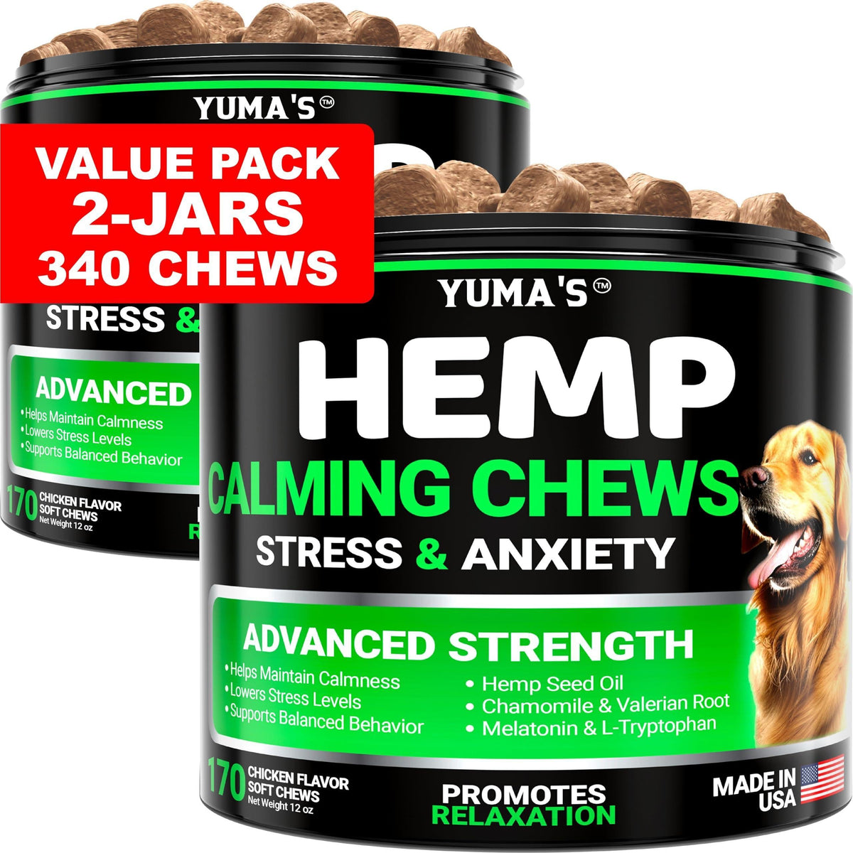 Hemp Calming Chews for Dogs-2 Pack