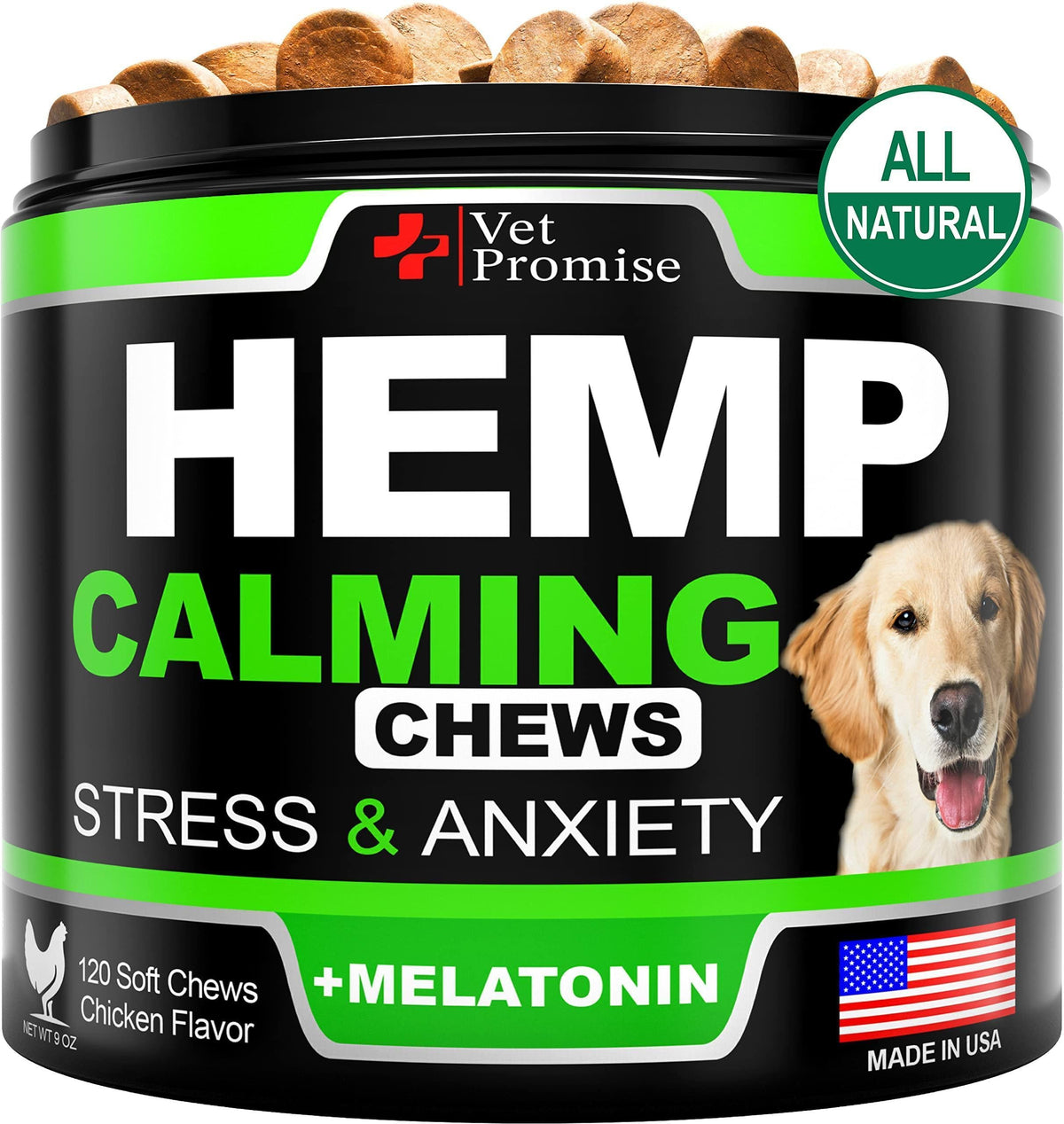 Hemp Calming Chews for Dogs-Anxiety & Stress Relief-120 Count