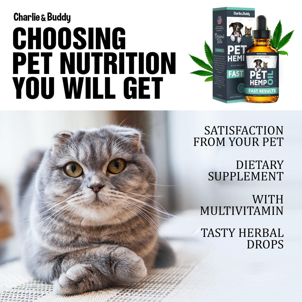 Hemp Oil for Dogs & Cats - Anxiety, Stress, Sleep, Pain, Arthritis & Joint Supplement - 1 Fl Oz