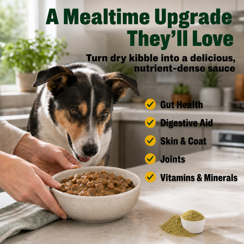 SuperSauce 12-In-1 Multifunctional Probiotic-Kibble Topper Powder for Dogs-60 Scoops, 12.7 oz. (360g)