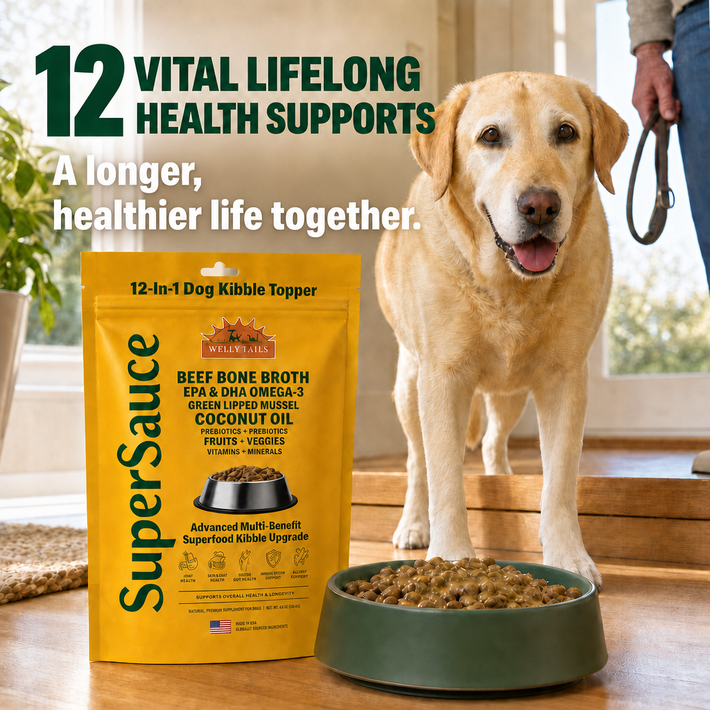 SuperSauce 12-In-1 Multifunctional Probiotic-Kibble Topper Powder for Dogs-60 Scoops, 12.7 oz. (360g)